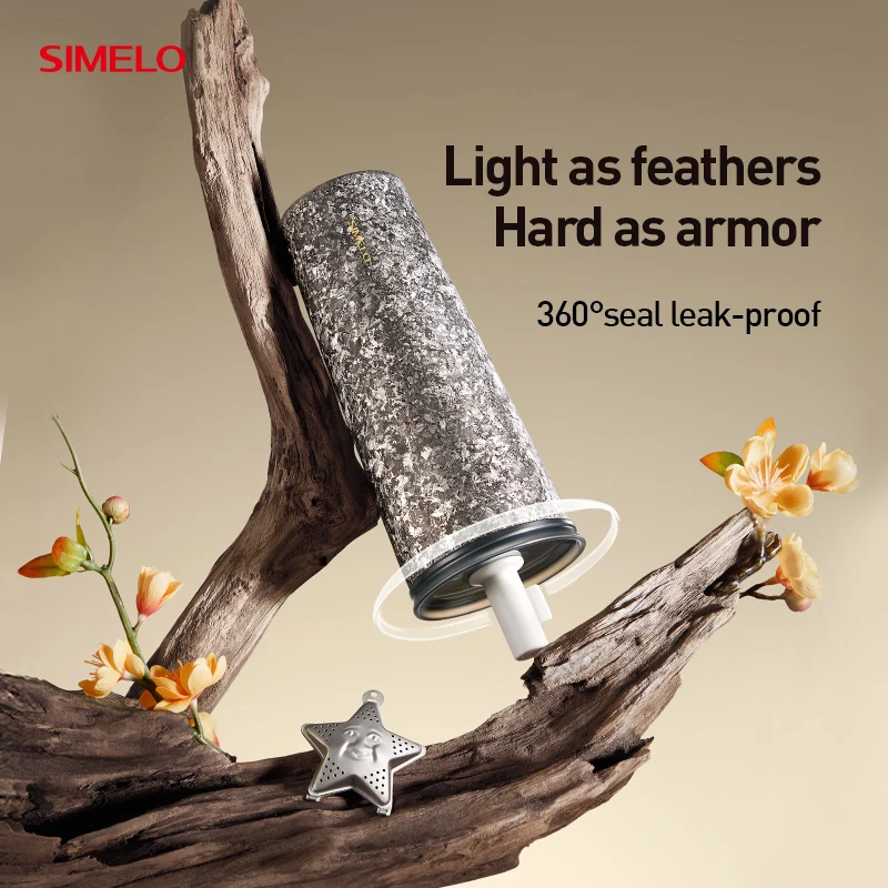 SIMELO Pure Titanium Insulated Cup Straw Titanium Cup High Beauty Outdoor Large Capacity Coffee Cup Gift Box Set for Girls
