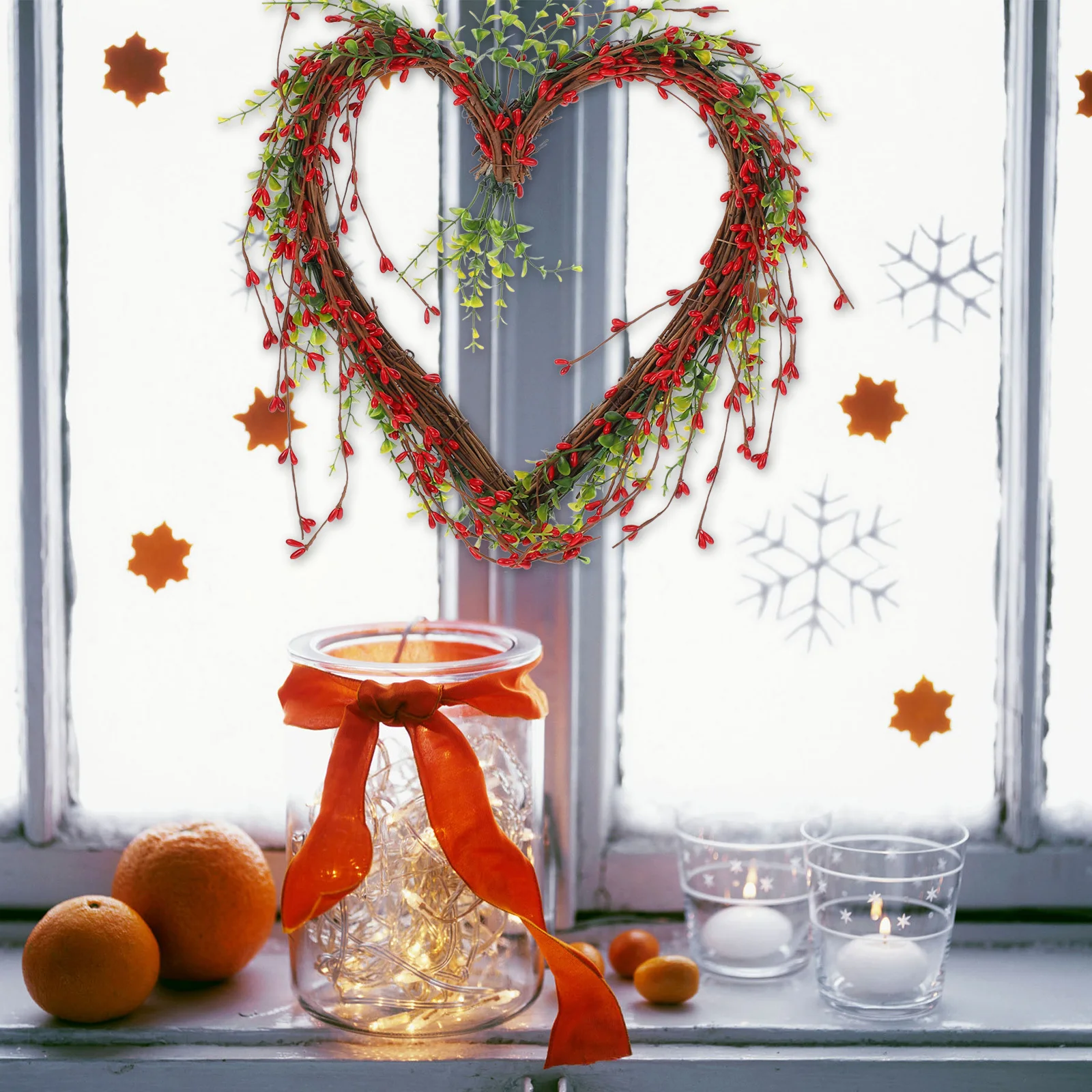 

Heart Wreath Wedding Party Decoration Valentines Wall Hanging Ornament Berry Wreath