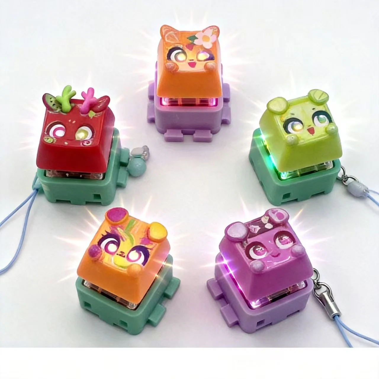 

Hot Fidget Keycap Keychain, Light Up Led Mechanical Keyboard Switch Stress Relief Toy, Blind Box Collectible Backpack Charm Gift