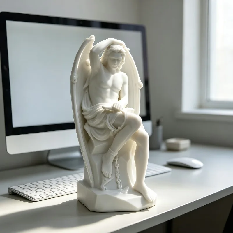 3D-Gedruckte Lucifer-Figur Beige Desktop-Ornament Anime-Skulptur Bücherregal-Deko Sammlerstück Modell Geschenk für Hobby-Sammler