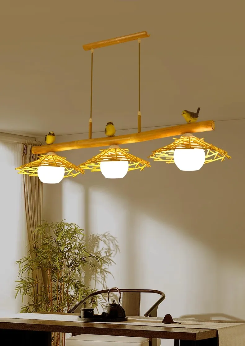 

Modern wood color Design Bird'S Nest Glass pendant lights For Kitchen Dining Living Room LED Hanging Lamp Suspended Luminaire