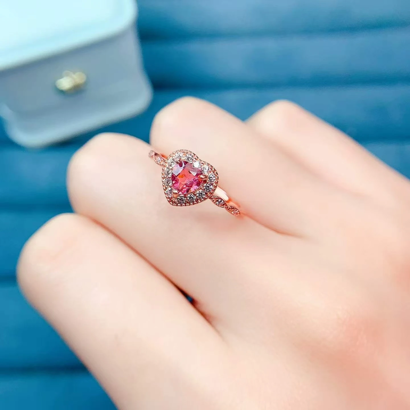 Luxury Multicolor Tourmaline Silver Ring  8 Pieces 3mm*4mm Natural Tourmaline Jewelry with Certificate October Birthstone Ring - view 4