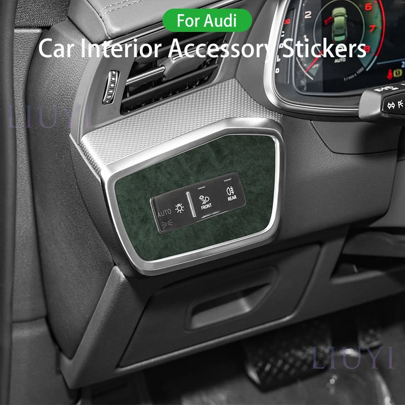 

For Audi A6 A7 Car Light Adjustment Knob Panel Decorative Sticker Made of Alcantara Protective Strip Sticker Car Interior Access