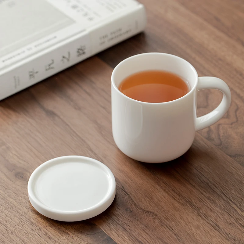 

Large Capaci Cerc Mugs eep Fat Jade Porcelain Office Water Cups Men Women Home Use High End Tea Cups