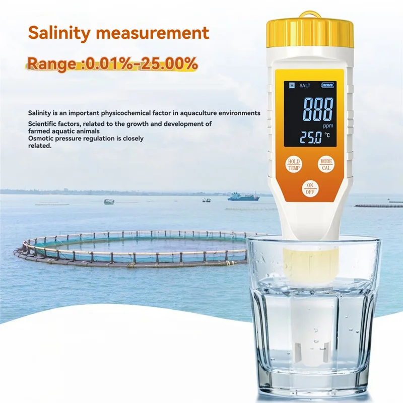 

ABKP-For Aquaculture Spa Compatible 7 In 1 Water Quality Tester IP67 Waterproof PH/EC TDS/H2 Hydrogen/ORP Salinity For Swimming