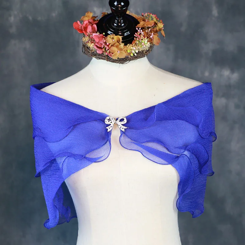 Bolero de encaje para mujer, capa nupcial negra, champán, roja, azul, púrpura, blanca, rosa, accesorios de boda