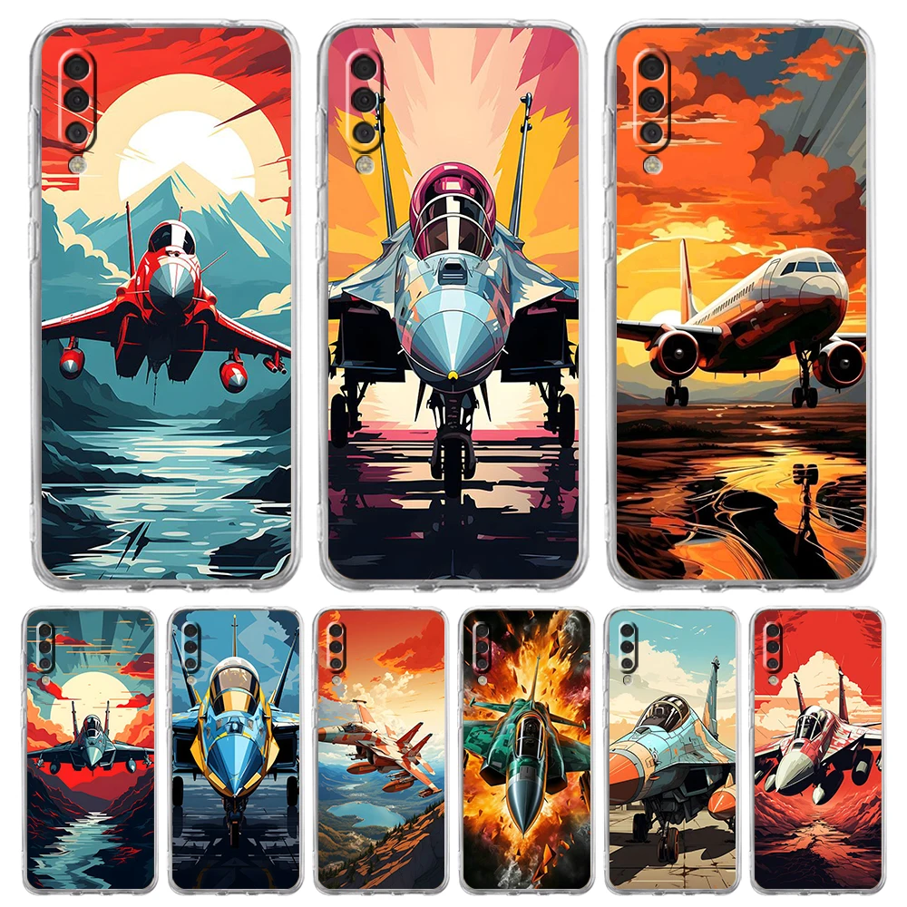 Sky Jet Fighter funda transparente para teléfono, carcasa de silicona para Samsung Galaxy A12, A50, A52, A70, A40, A10, A20, A30, A02, A03S, A04