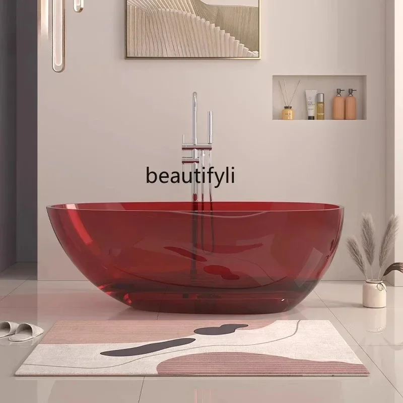 

A076 45Qimeishi transparent bathtub Color crystal artificial stone Oval independent integrated resin bathtub