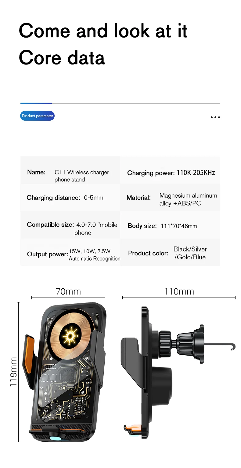 Автомобильная беспроводная подставка для мобильного телефона, 66 Вт, зарядное устройство для станции быстрой зарядки, автоматическое инфракрасное зондирование для iPhone 15 141312, Samsung Xiaomi