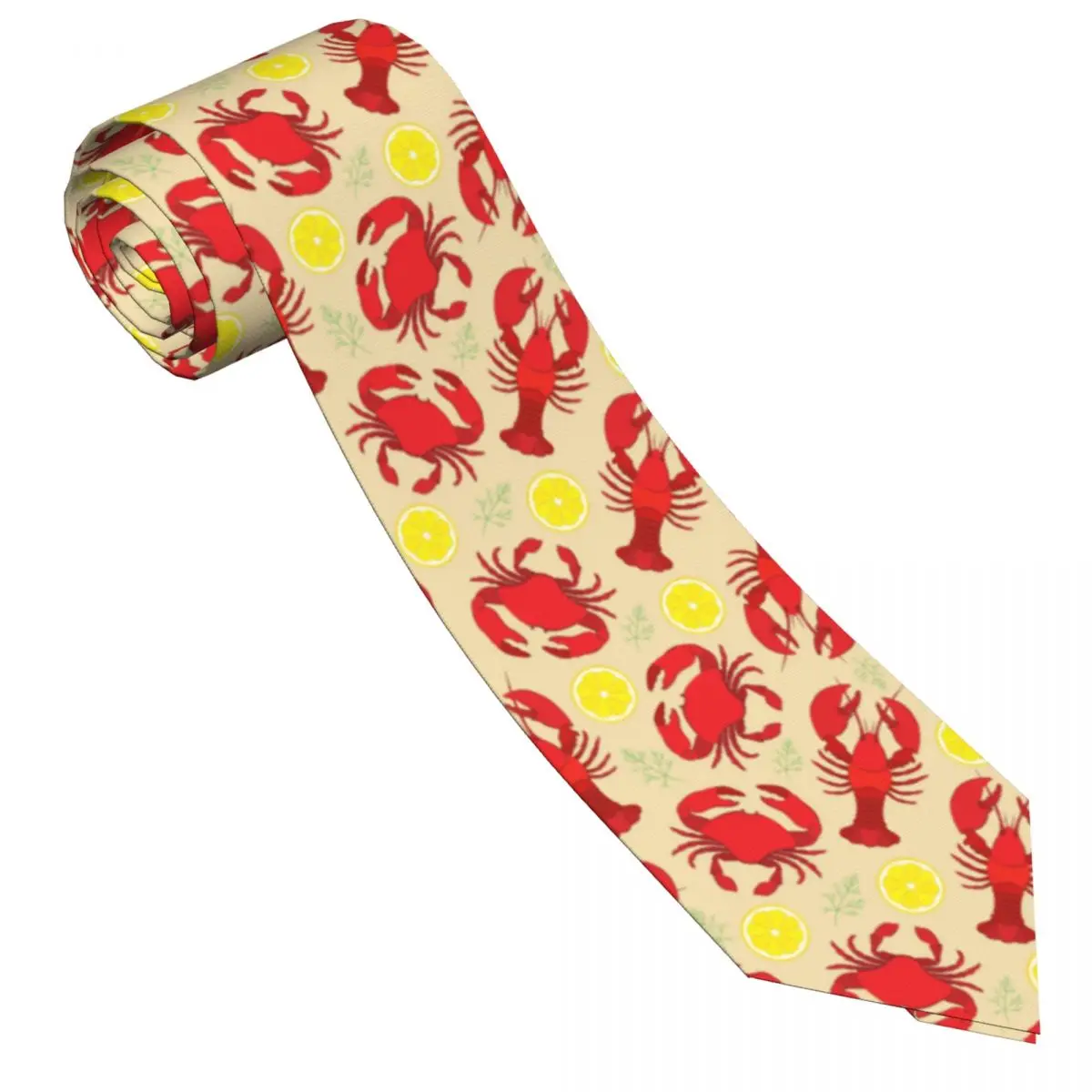 Classic Tie for Men Silk Mens Neckties for Wedding Party Business Adult Neck Tie Casual Lobster And Crab With Lemon And Dill Tie