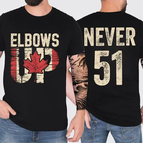 Retro Elbows Up Canada Print T-shirts for Men Summer Tees Funny Vintage Tshirt Casual Never 51 Graphic T Shirt Men's Clothing