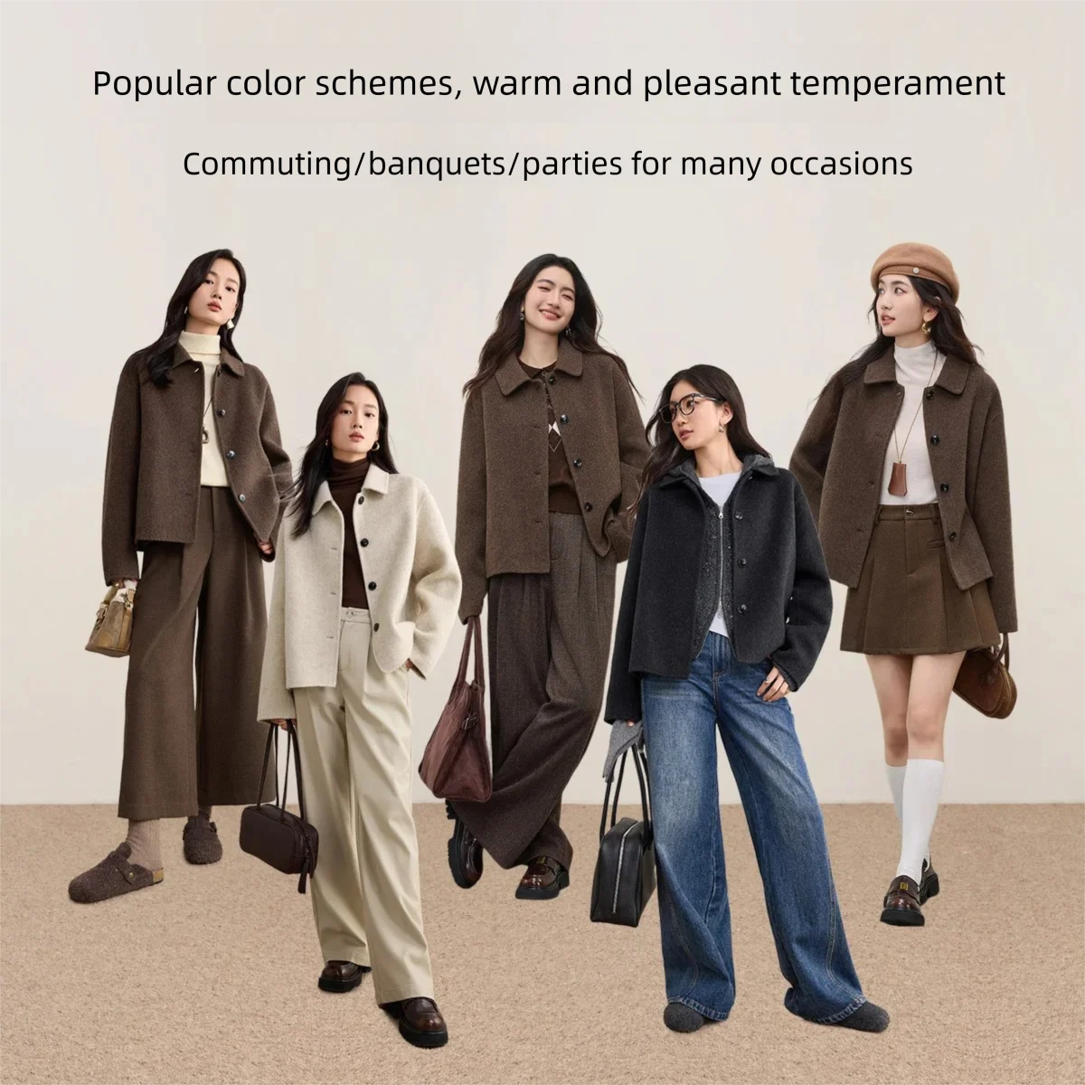 معطف تويد نسائي من SENTUBILA على الوجهين 2025 معطف شتوي من صوف الأغنام للتنقل سترة غير رسمية أنيقة فضفاضة W54OC2733 #2