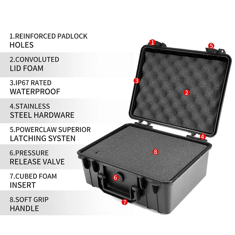 Waterproof Hard Carry Case Bag Tool Case With pre-cut Sponge Storage Box Safety Protector Organizer Boxs Hardware Toolbox