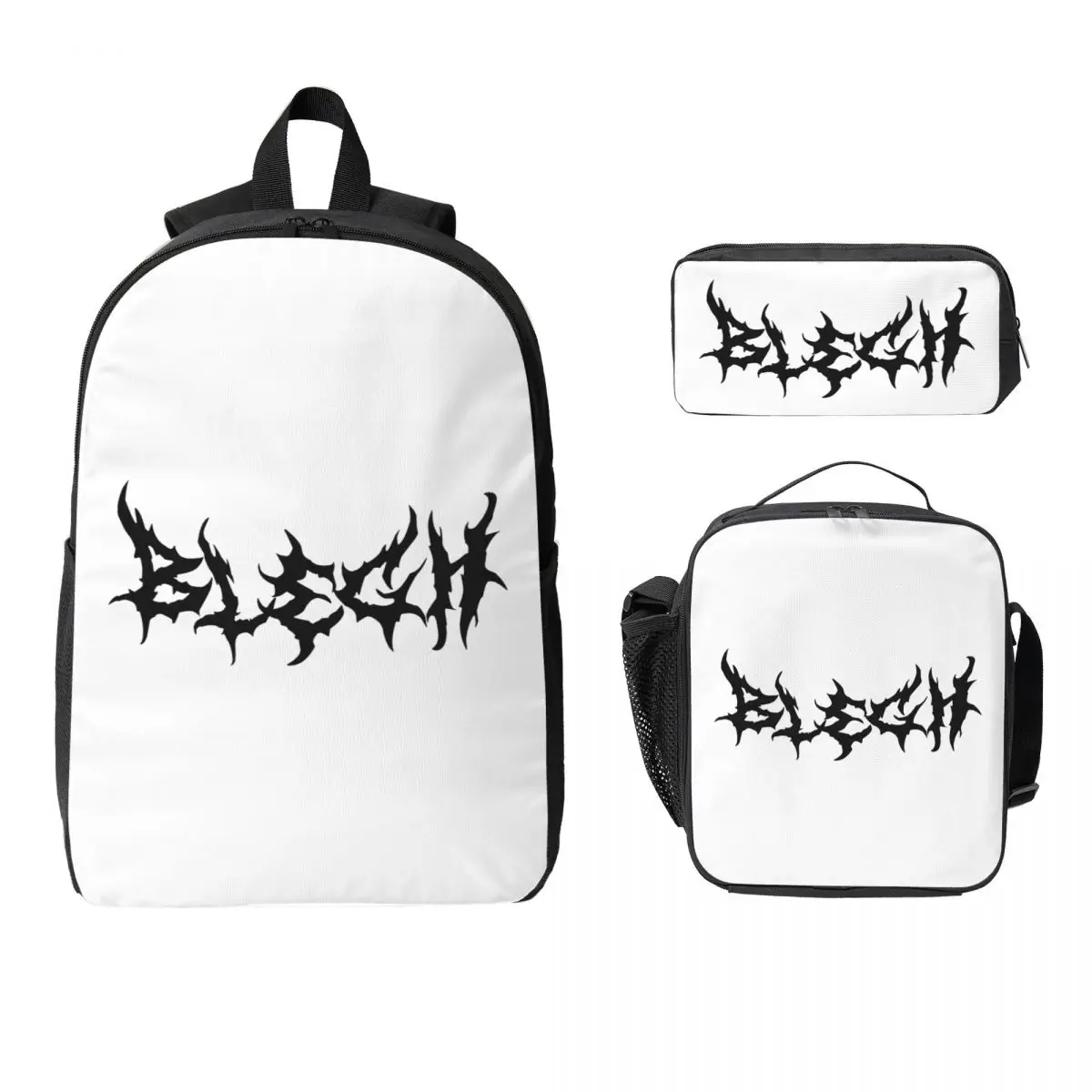 

Blegh Heavy Metal Metalcore Deathcore Backpack BookBag School Bag Computer Shoulder Bags 3ps Insulated Lunch Bag Pencil Case
