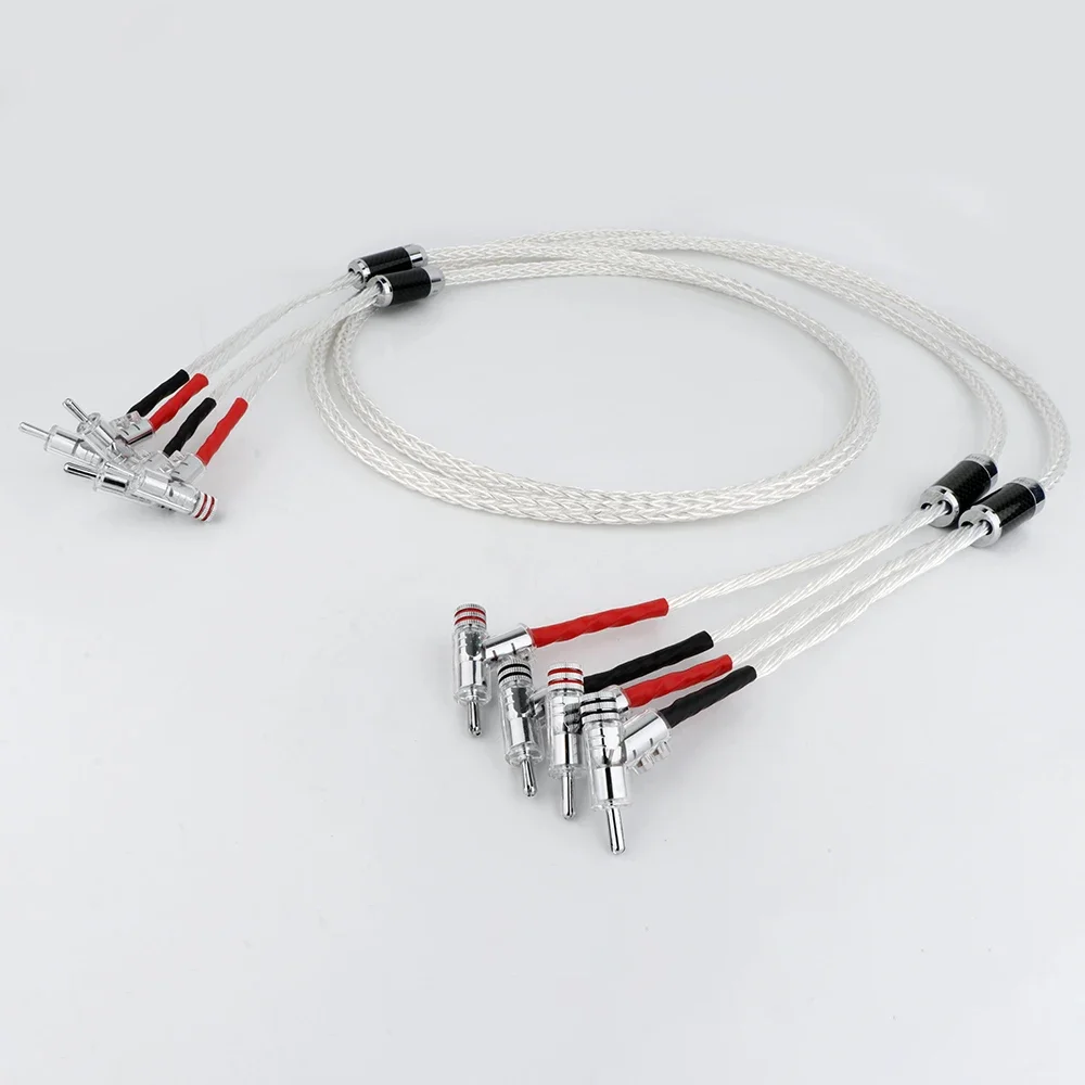 Hifi Speaker Cable 8AG Silver Plated OCC 16 Strands Audio  HIFI Silver-Plated   7N   Banana Plug line