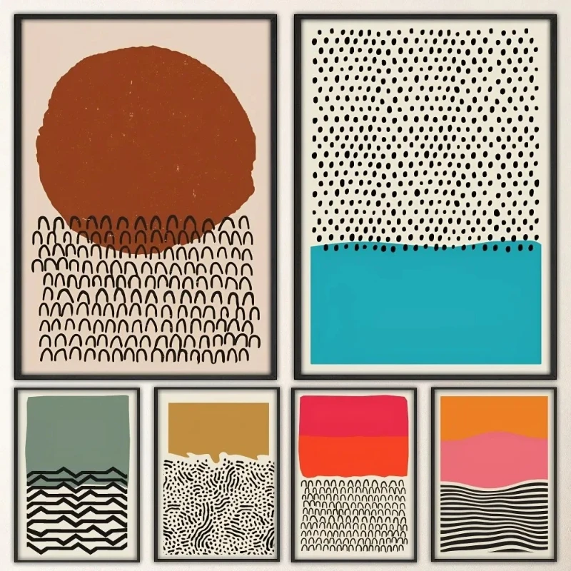 Líneas coloridas abstractas, cuadro artístico de pared geométrico minimalista, pintura en lienzo, póster impreso para decoración