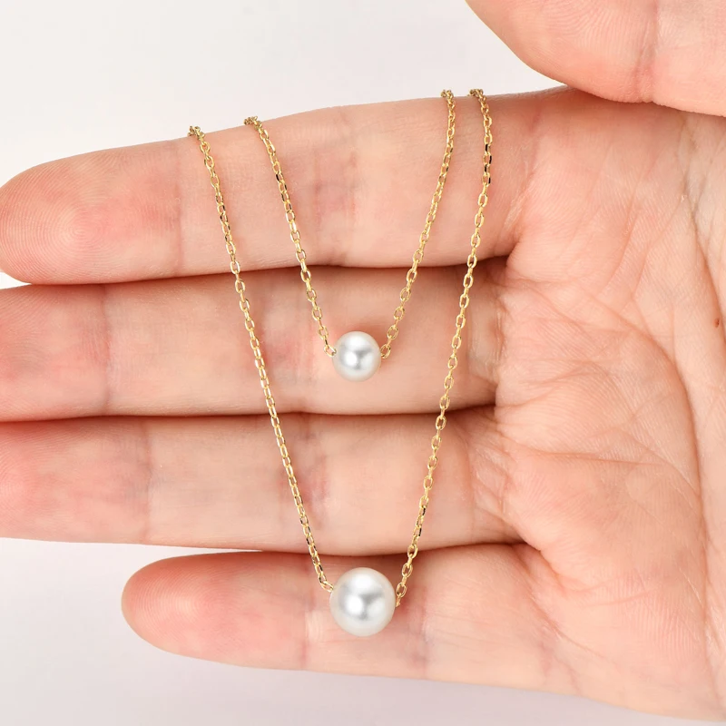 

AINUOSHI Women Necklaces Cross Chain 40+5cm Adjustable Chain Tailfreshwater White Pearl Pendant Necklace Fine Wedding Jewelry