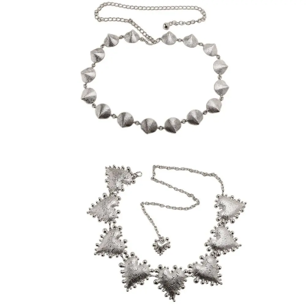 موضة حزام خصر معدني سلسلة القوطية الفضة زي حفلة حزام قابل للتعديل سلسلة تصميم كاوبوي مجوهرات حزام المرأة #4