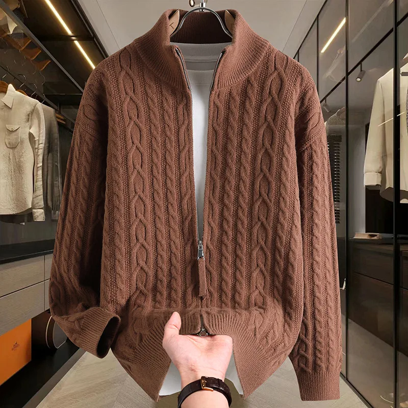 

2025 New Men's Knitted Sweater Cardigan Autumn Winter Casual Zipper Opening Design Comfortable Medium Thin Warmth