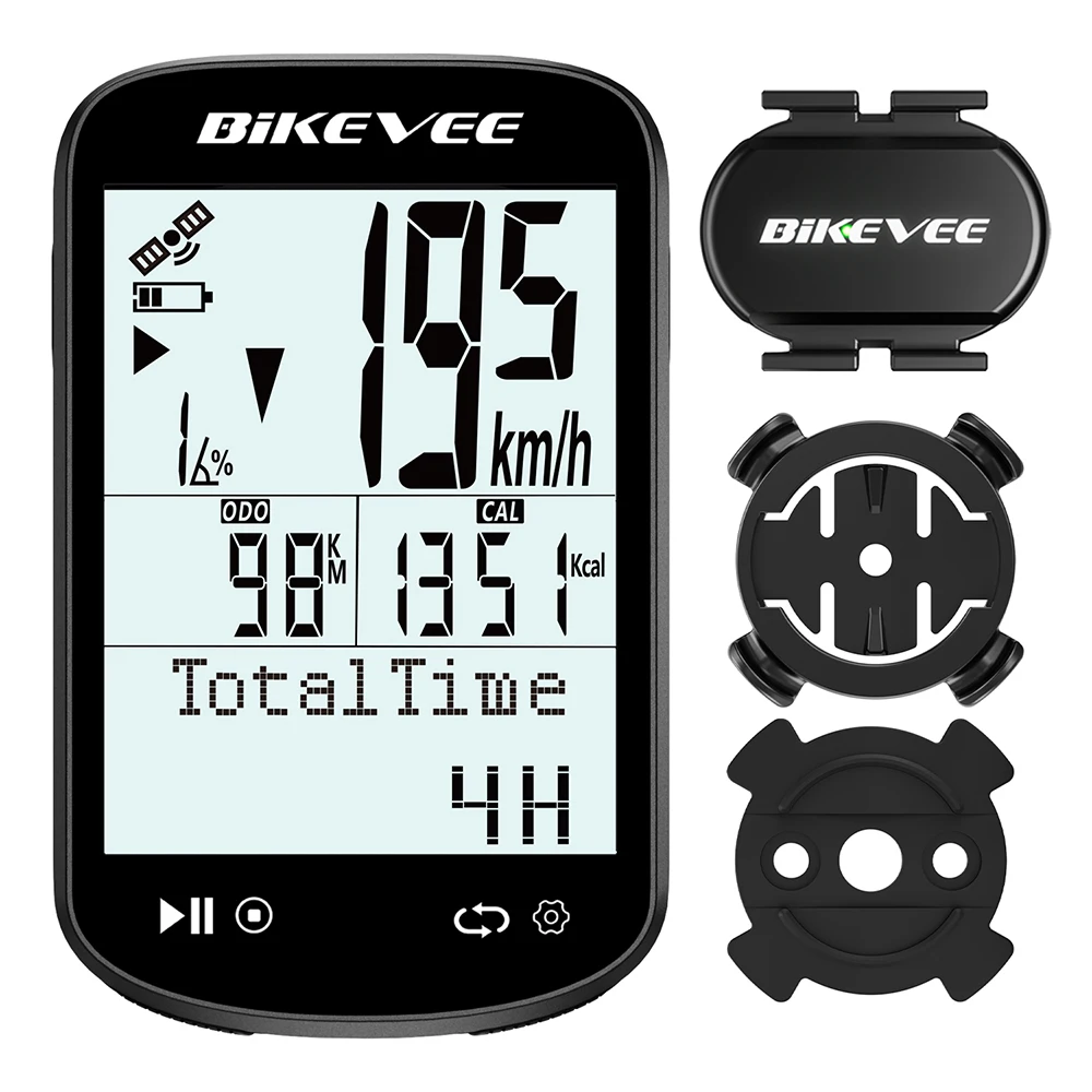 Ordinateur de vélo sans fil Bluetooth/ANT+ avec GPS, grand écran de 2,6 pouces, capteur de vitesse et de cadence, compteur de vitesse et odomètre pour vélo