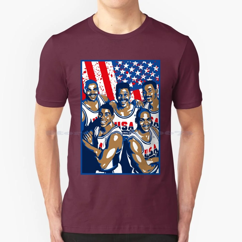 Dream Team Basketball T Shirt 100% Cotton Tee Basketball Team Patrick Ewing Dream Team 92 Magic Johnson Basketball Lover