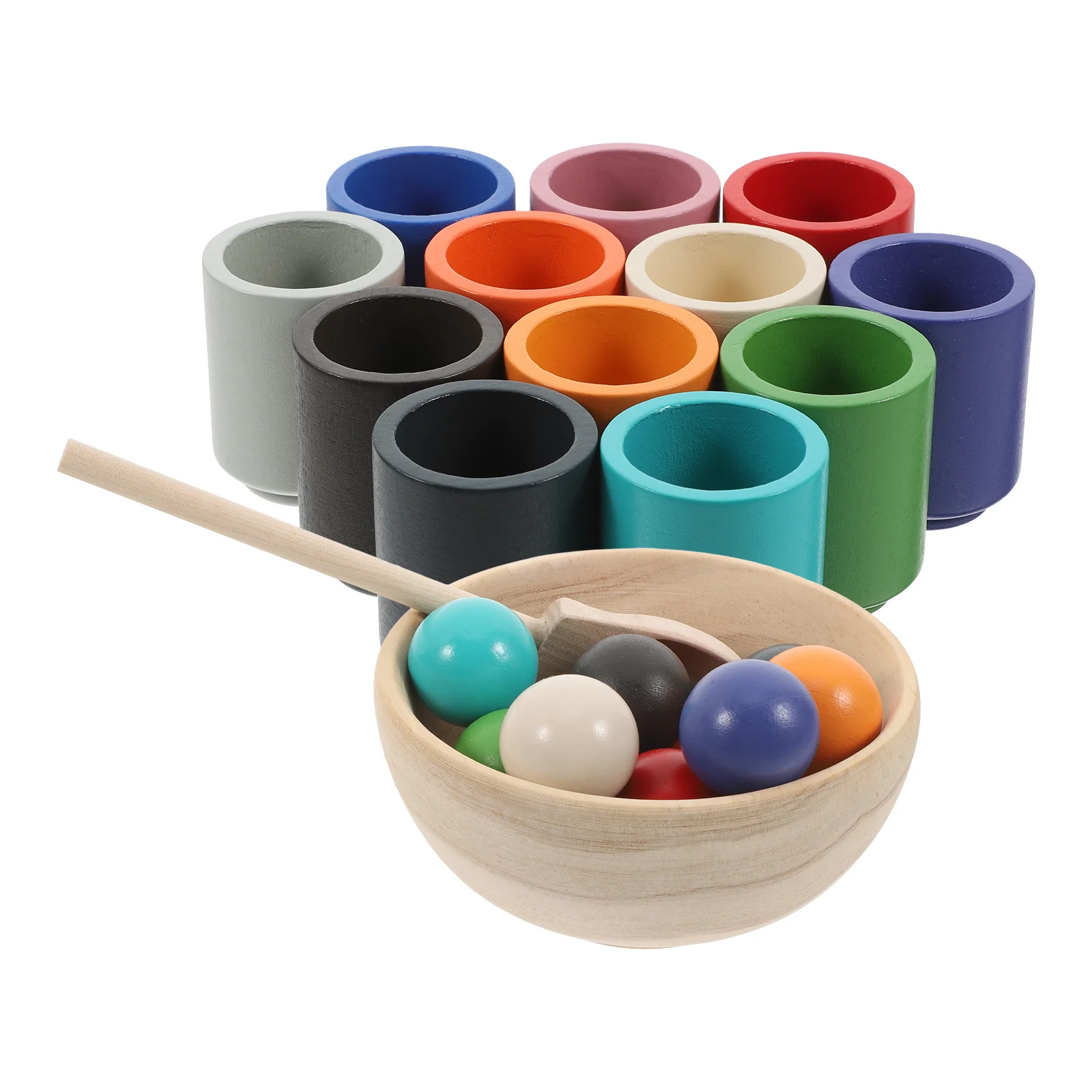 Juguetes de cuentas, juguete de clasificación de conteo de colores, taza y bola a juego, clasificación de pila para niños, bebé de madera