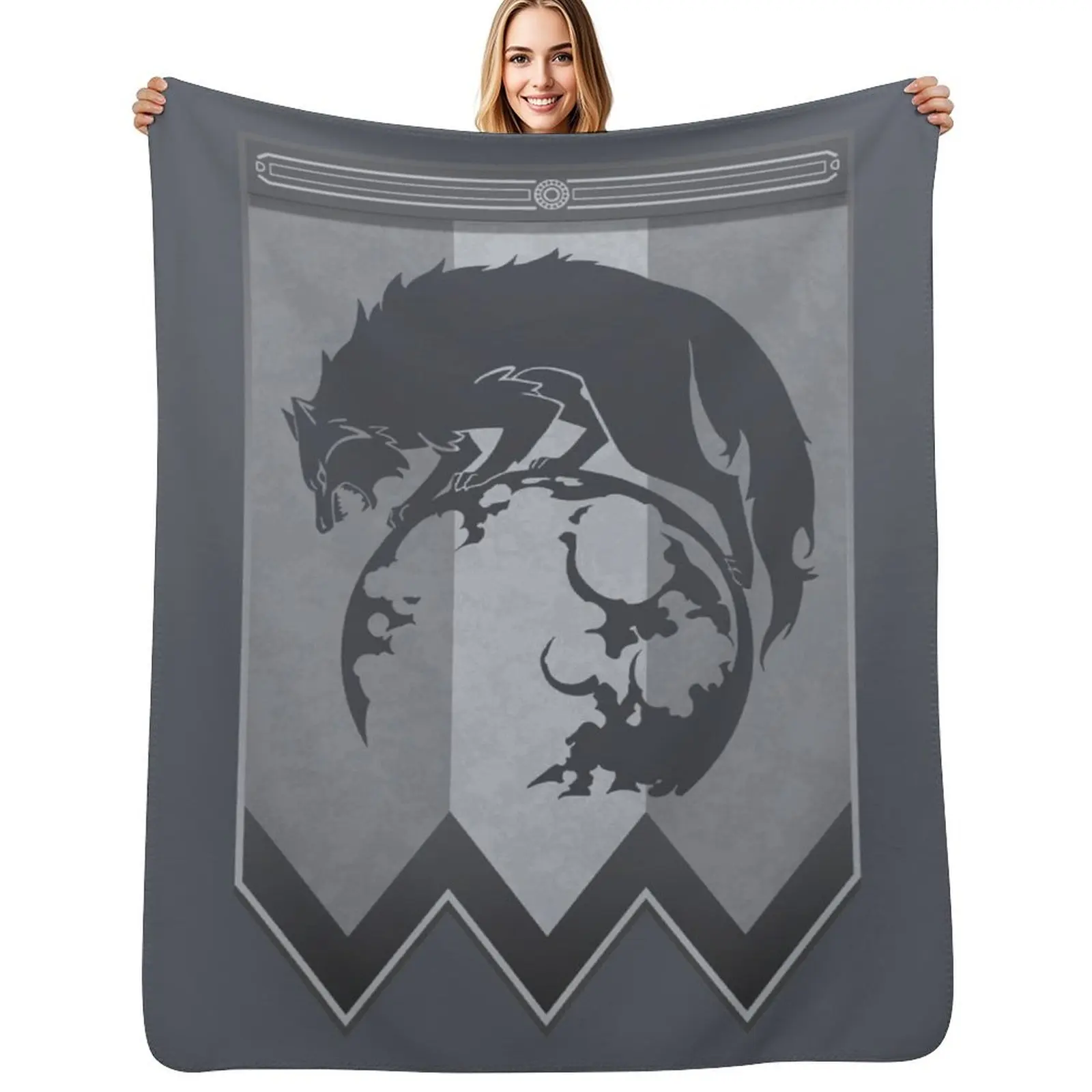 

Fire Emblem 3 Houses: Ashen Wolves Banner (Grey) Throw Blanket Decorative Soft Throw Blanket for Couch Sofa