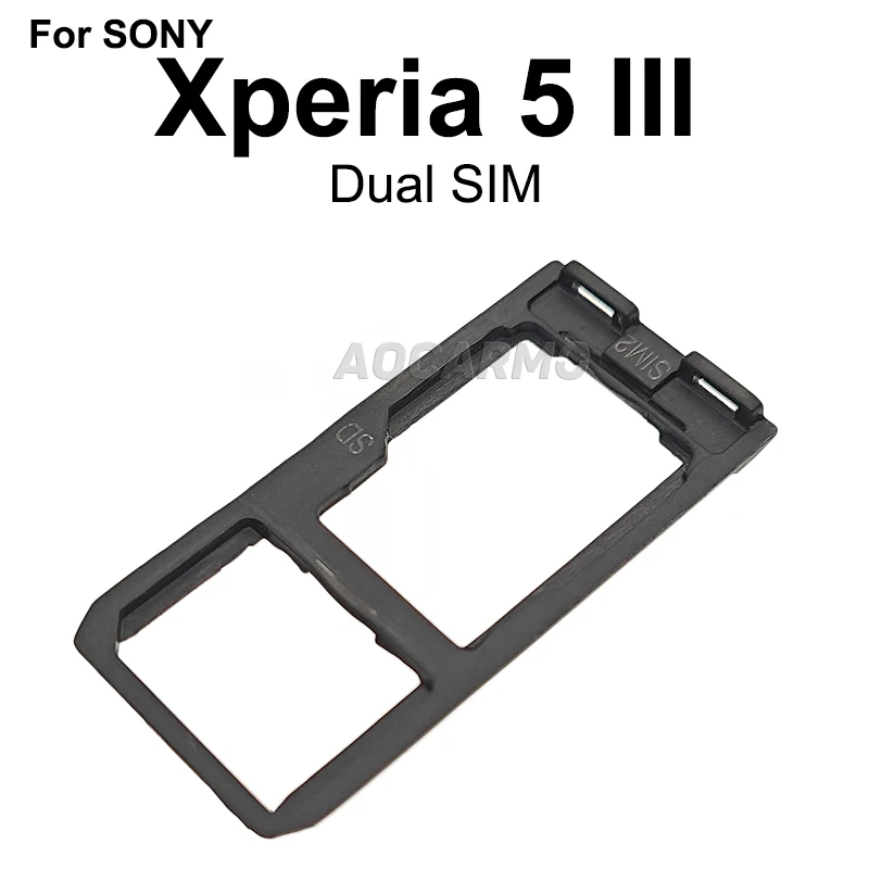 Aocarmo For Sony Xperia 5 III / X5iii XQ-BQ52 BQ72 SO-53B Dual SIM Card Holder Tray Slot Aluminum Alloy Drawer Replacement Part