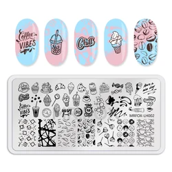 Ice cream Nail Stamping Plates Rectangle Template Stencils Nail Art Stamp Image Plate Manicure Stainless Steel Nail Print Tools