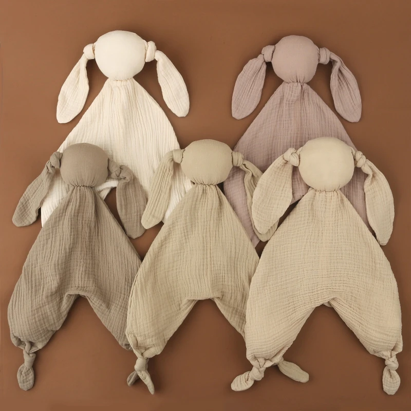 Soft Cotton Muslin Newborn Baby Sleeping Cuddling Dolls Kids Bunny Sleep Toy Soothe Appease Towel Bib for Xmas Gift 69HE