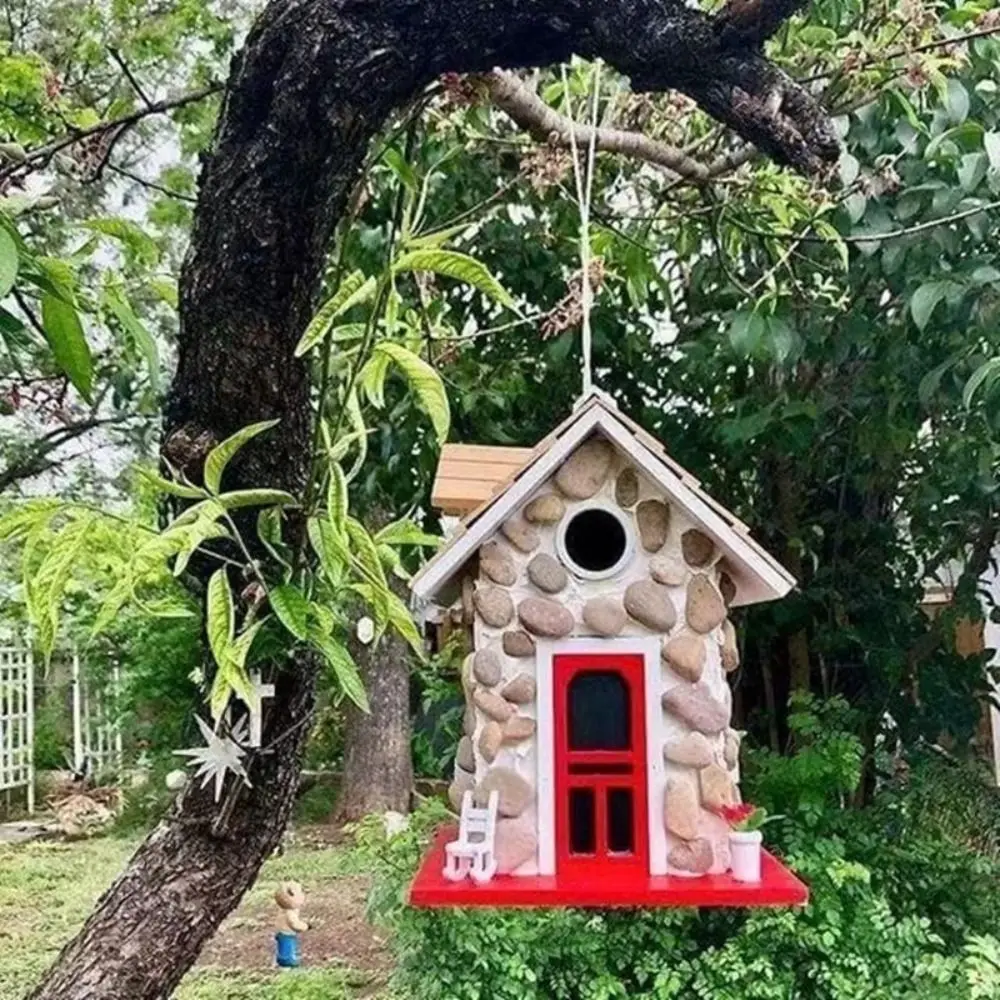 

Bird Raising Tool Resin Bird House Exquisite Hanging Bird Feeder Durable Bird Nest Courtyard