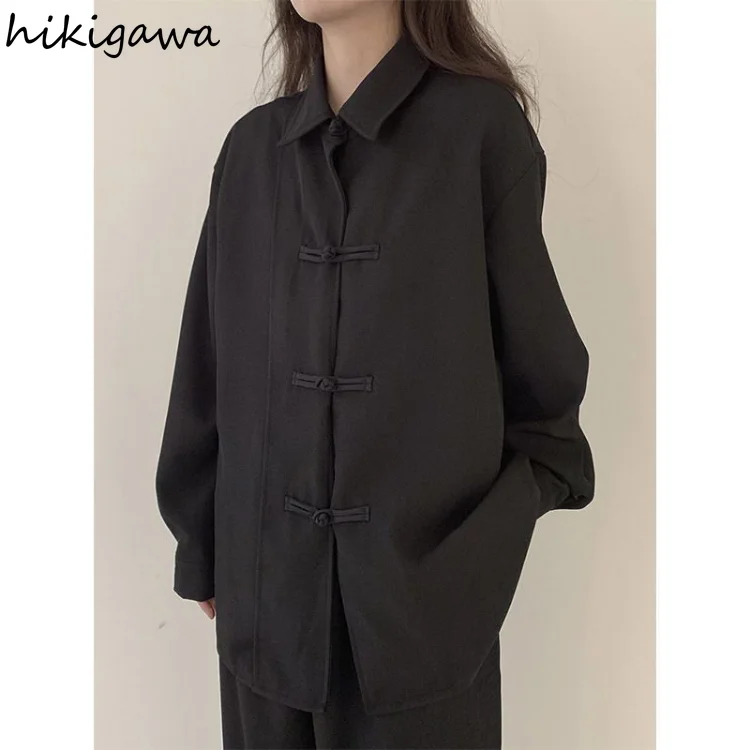 Harajuku Blouses for Women Oversized Tops 2023 Blusas Mujer De Moda Fashion Loose Black Shirts Chinese Style Vintage Blouse Coat