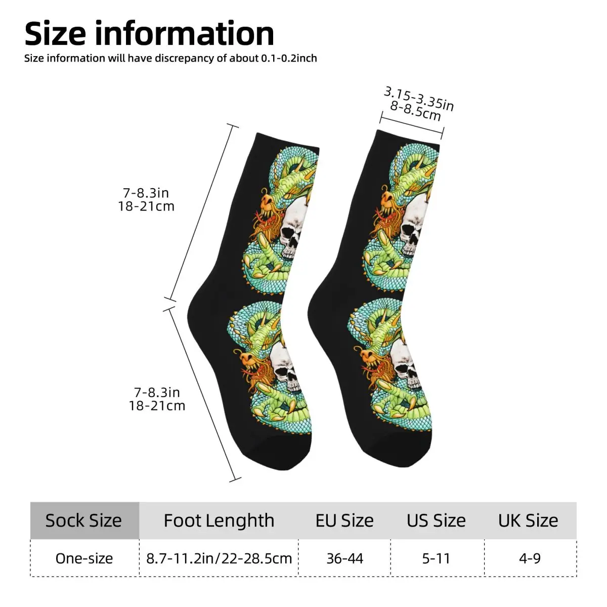 Dragon Skully Kawaii Socks School Cartoon Pattern Socks