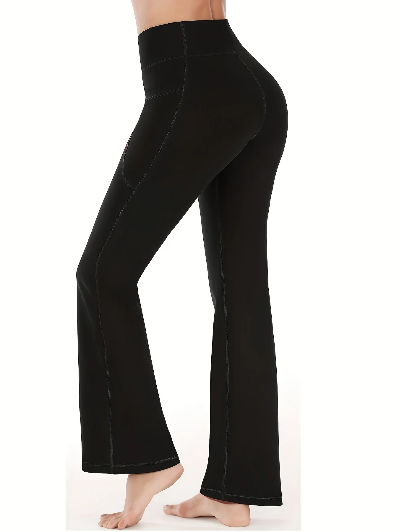 High Waist, Butt-Lifting Workout Flare Leggings - Durable, Stretchy, with Pockets, Perfect for All Seasons