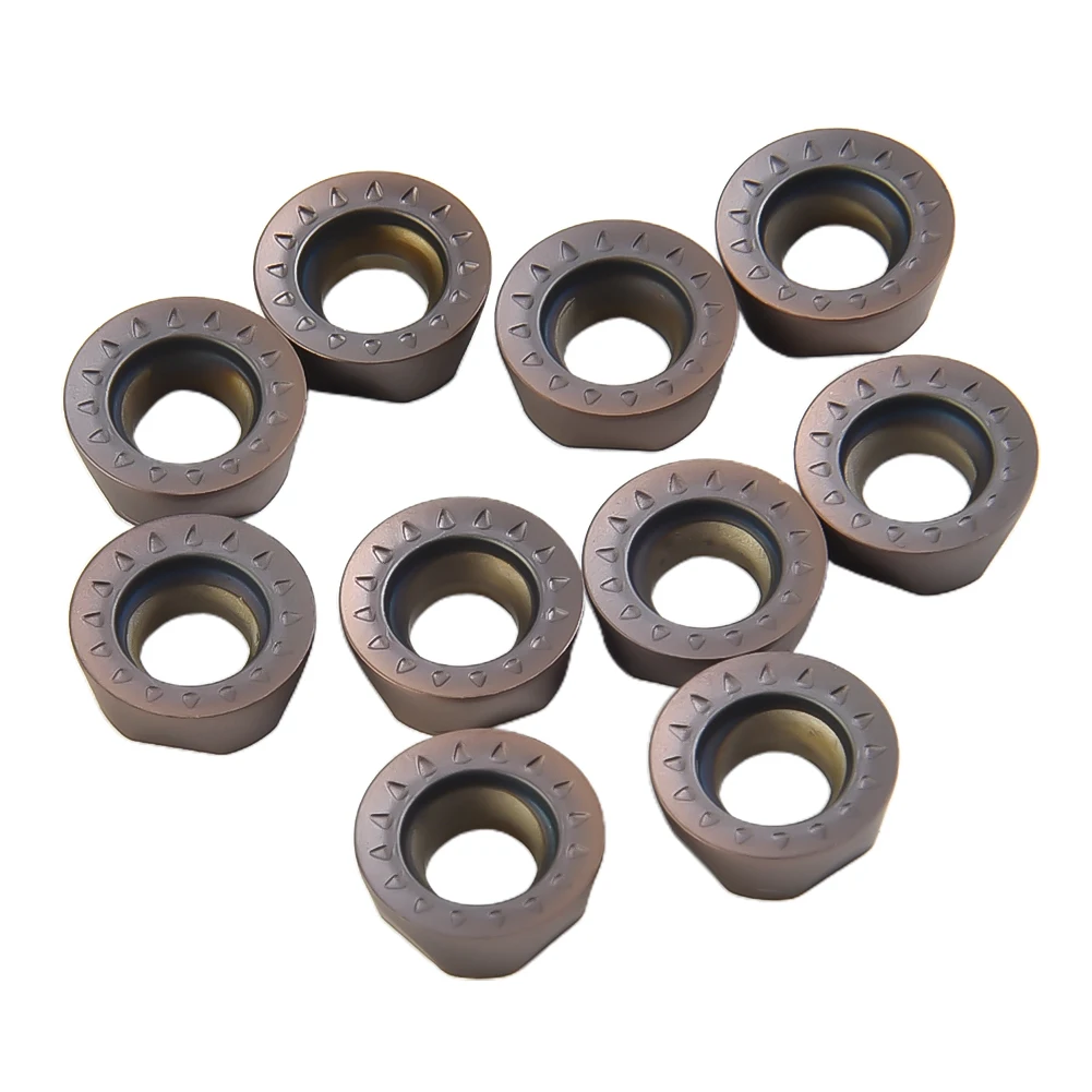 Cutting Tools 10pcs Carbide Insert Turning Tools For Cutting Fluid Channels For Rolling Structure Holder Parts RPMT10T3MOE Round