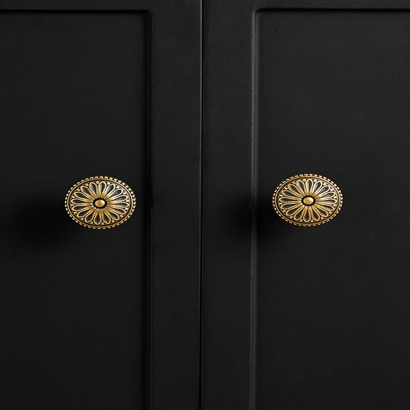 الفرنسية خمر النحاس خزانة الباب يسحب درج مقبض خزانة خزانة ثقب واحد النحاس النقي العتيقة البرونزية تسحب #1