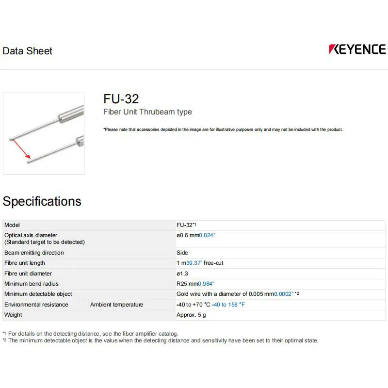 Brand New Genuine KEYENCE FU-32 optical fiber to shoot, side light, complete accessories