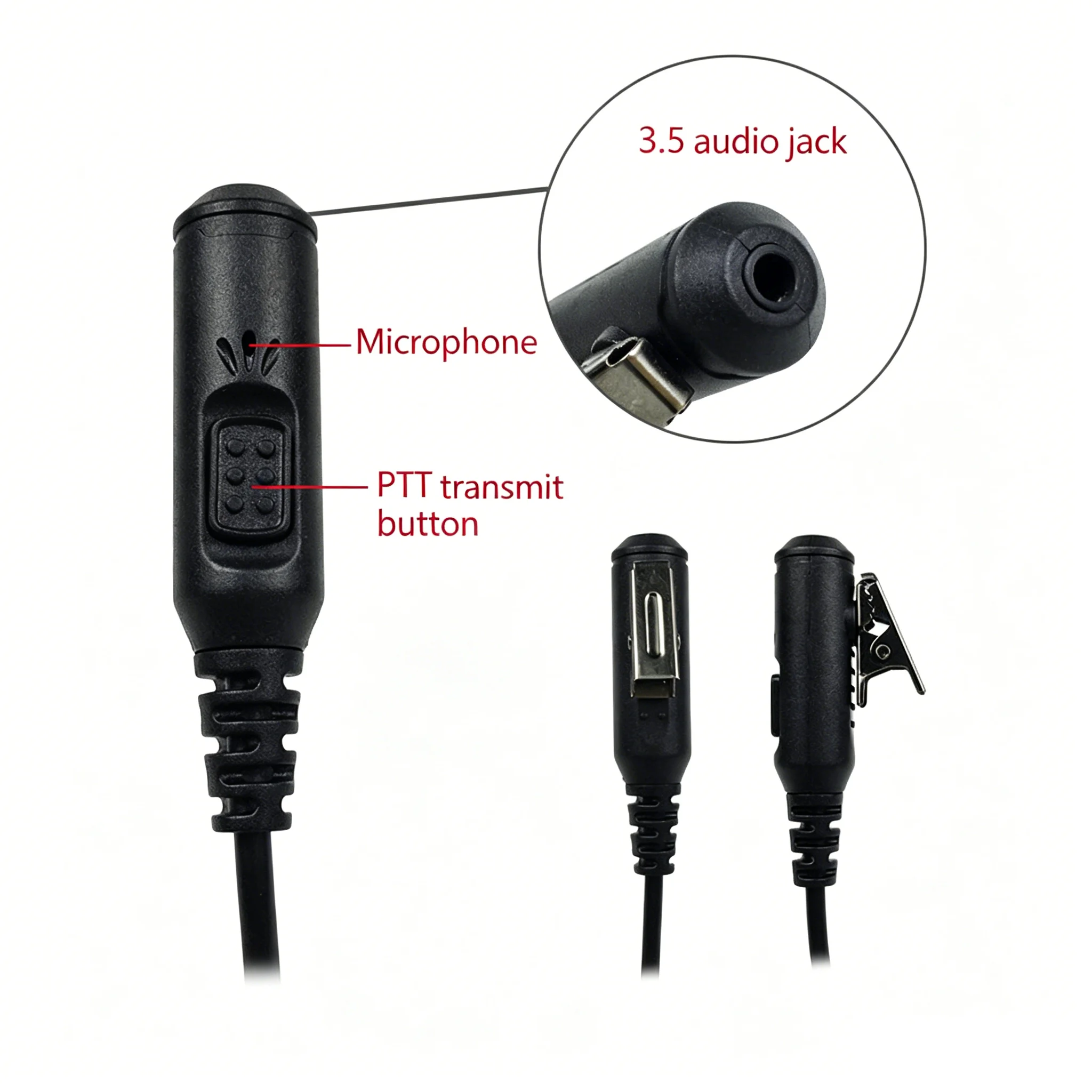 2Pin K-Type Headset With Mic PTT to 3.5mm jack Earpiece,Audio cable For Baofeng UV5R TYT Wouxun Kenwood Radio Earphone adapter view 4