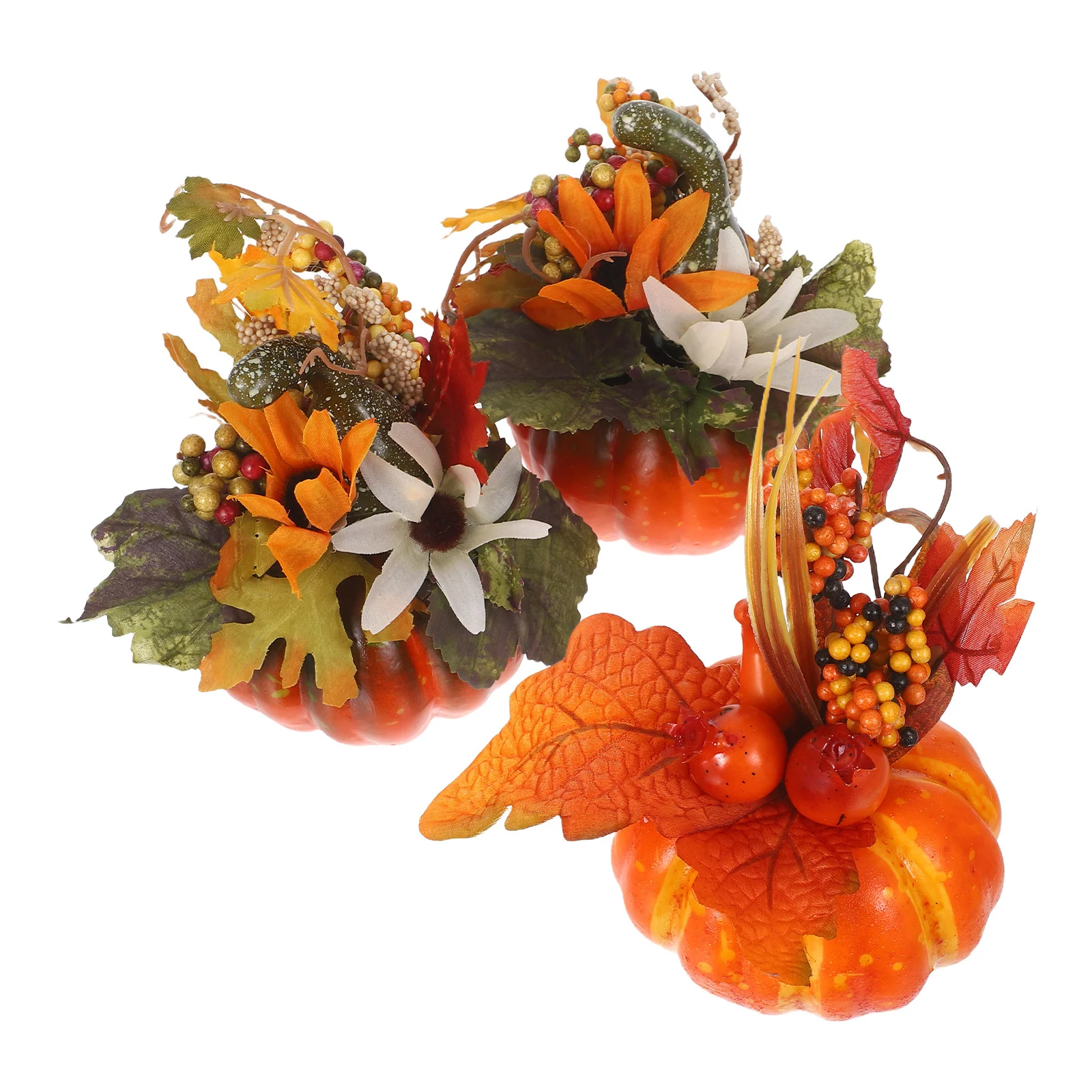 

3pcs Pumpkin Maple Leaf Decor Artificial Autumn Ornament For Home Table Decoration Fall Plants Centerpiece Decorative Props