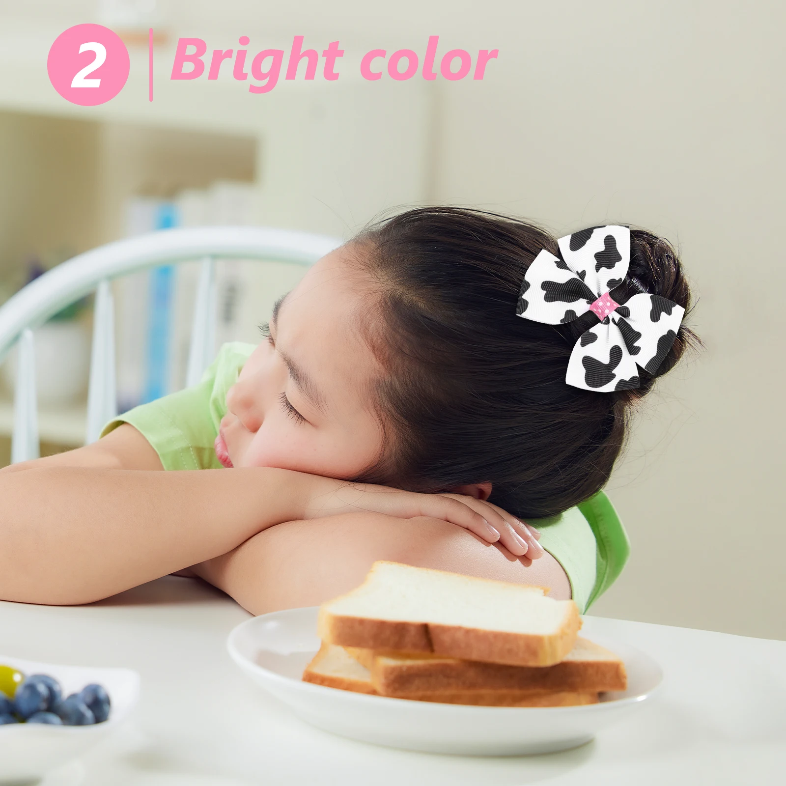 

2Pcs Clips for Girls Bow Barrettes Women Cartoon Milk Cow Bow Hair Women Hair Clip Clips Headdress Accessories Bows
