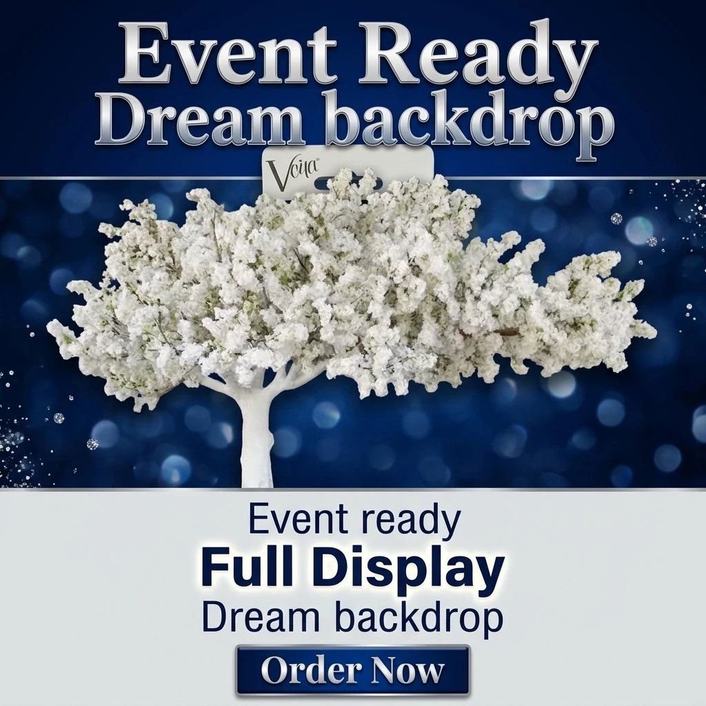 300cm Artificial White Cherry Blossom Tree (Fiberglass Fabric) Water Resistant Luxury Wedding Decor Indoor/Outdoor Use