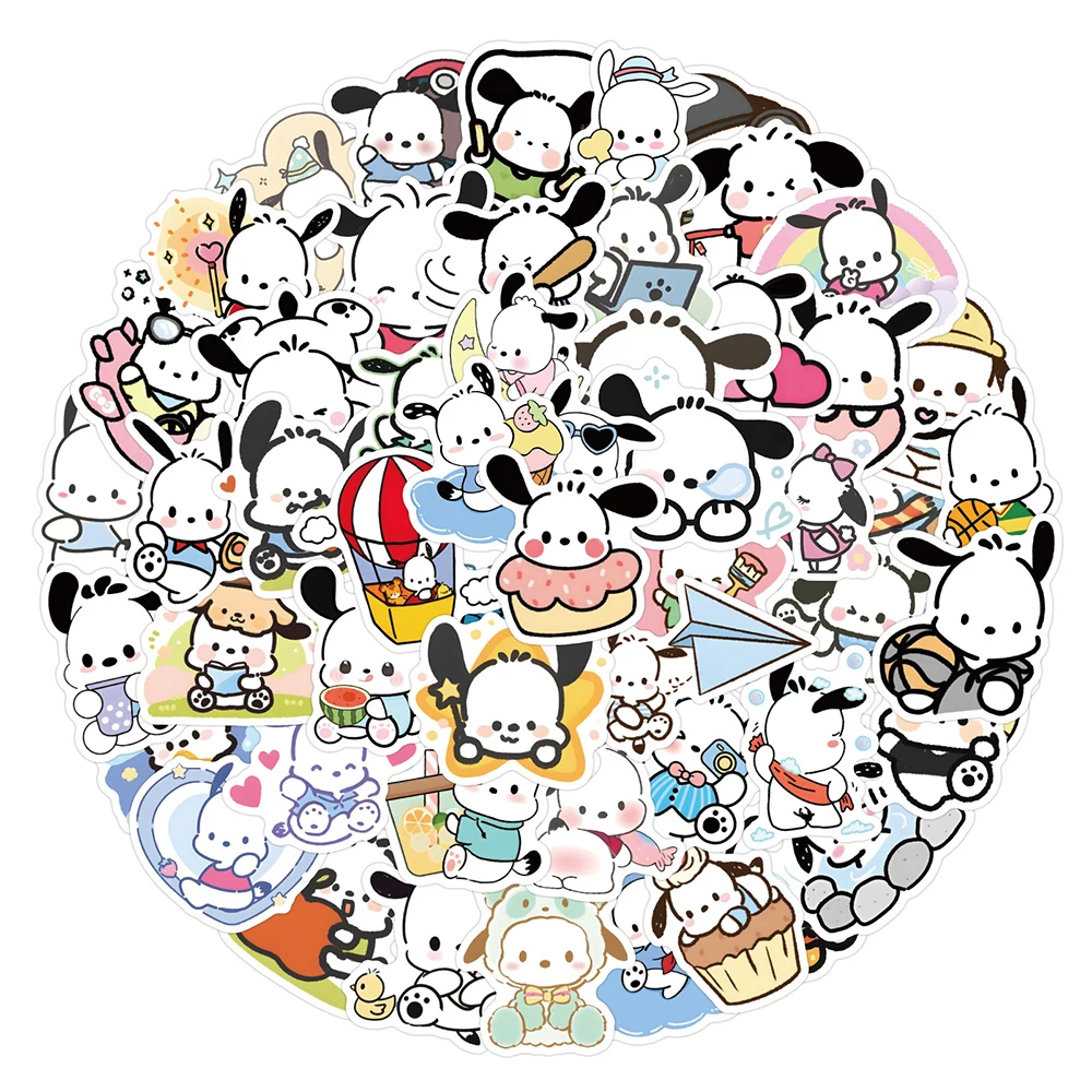 10/30/60/120pcs Sanrio Pochacco Cartoon Stickers for Kids Cute Graffiti Decal DIY Phone Water Bottle Suitcase Funny Sticker Toys