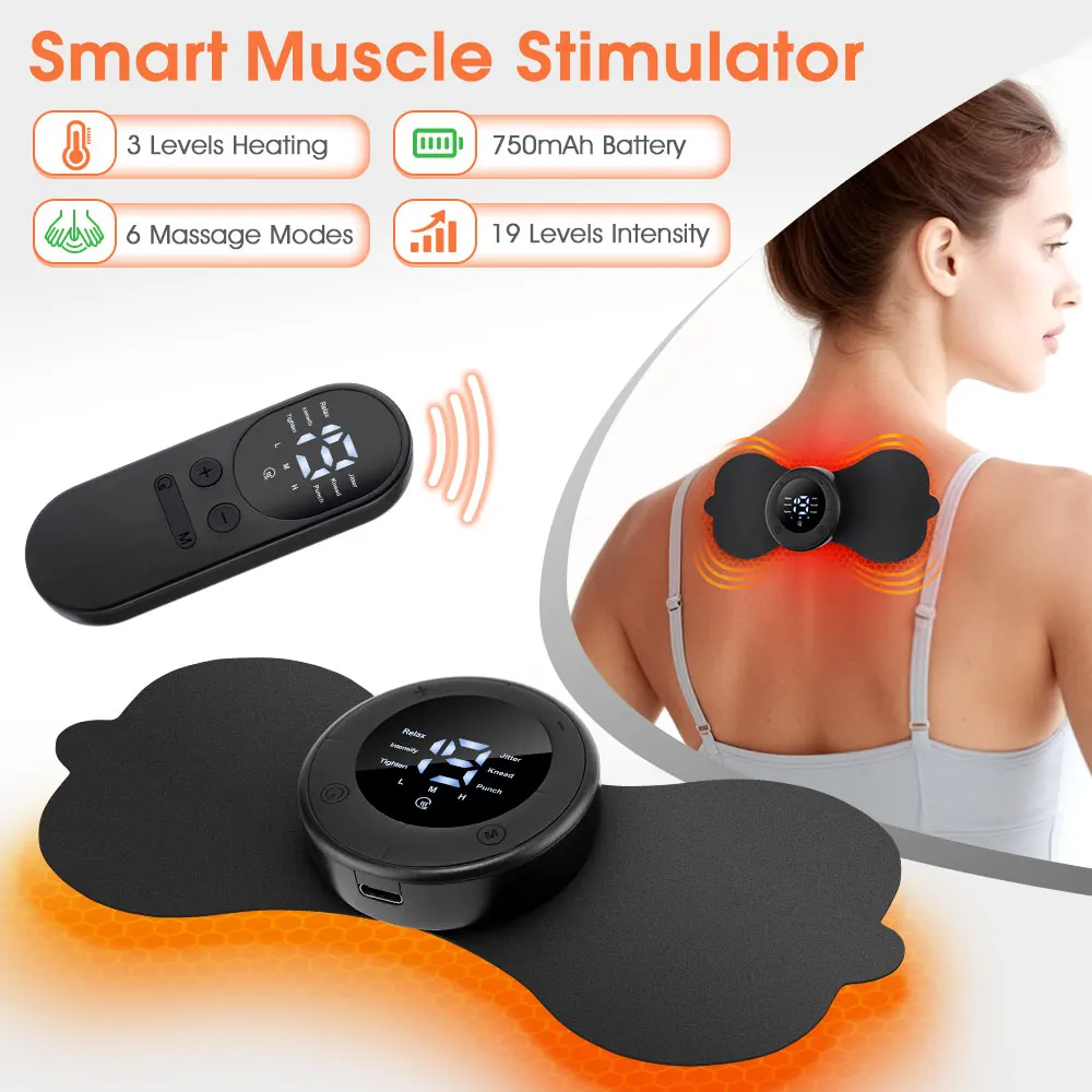 

EMS Massage Patches Heating Stimulator Neck Back Shoulder Full Body Massager Pads Remote Control Muscle Relax Mini Patch 6 Modes