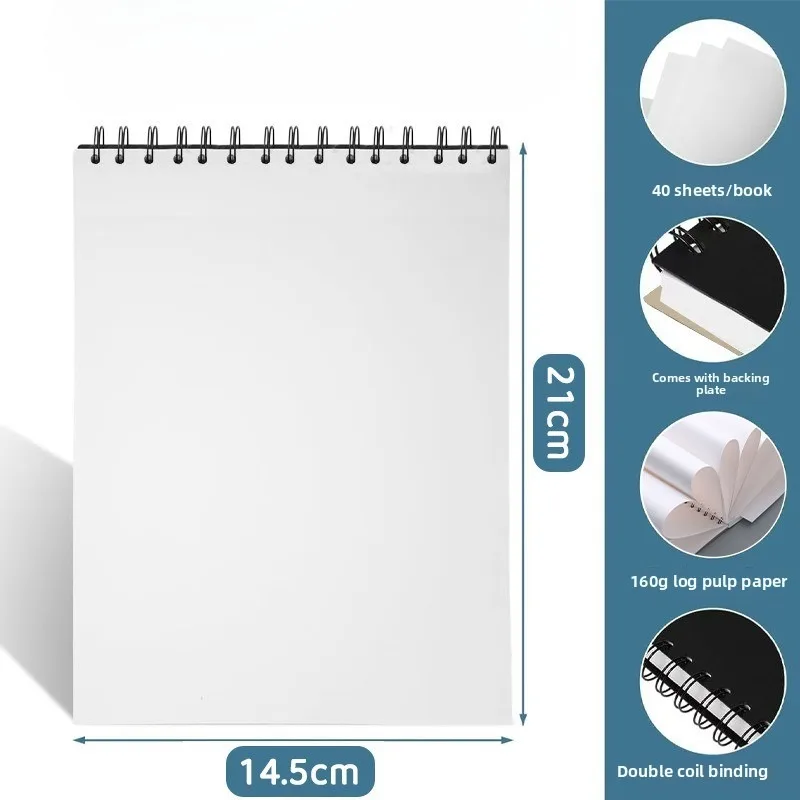 A3/A4/A5/A6 Sketchbook Top Spiral Binding Sketch Board 1 Pack of 30 Sheets Acid-Free Art Sketchbook Art Sketch Painting Writing