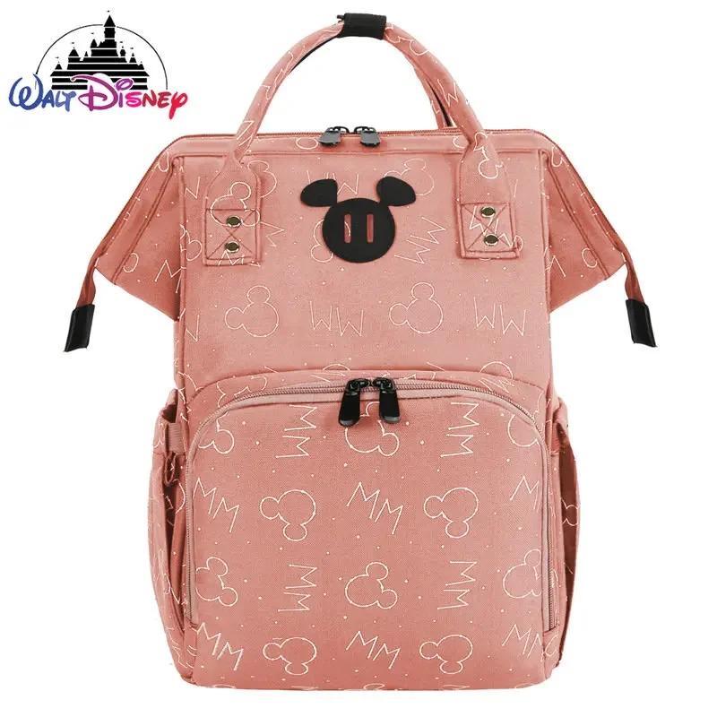 Disney Mickey New Diaper Bag Backpack Cartoon Fashion Pregnant Women\'s Bag Large Capacity Multifunctional USB Baby Diaper Bag