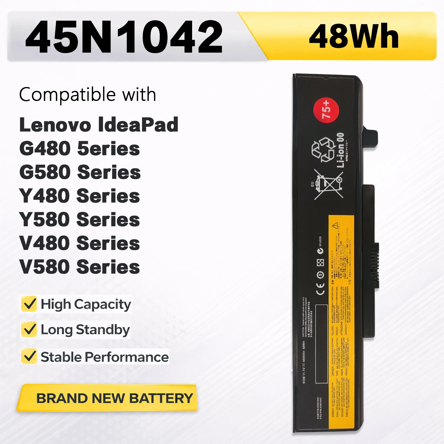 Batería para ordenador portátil PowerHub 45N1042 75+ para Lenovo ThinkPad Edge V580c E430C E430 V480u V480s E49G M490 Y485 Z480 K49A G480 Series