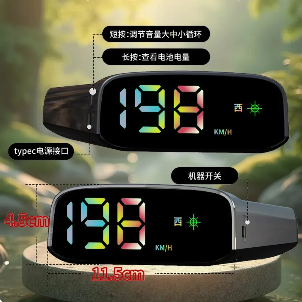 New Solar Powered Car HUD Head-Up Display Safety Warning Instrument Speed And Time All-In-One Universal Auto Parts