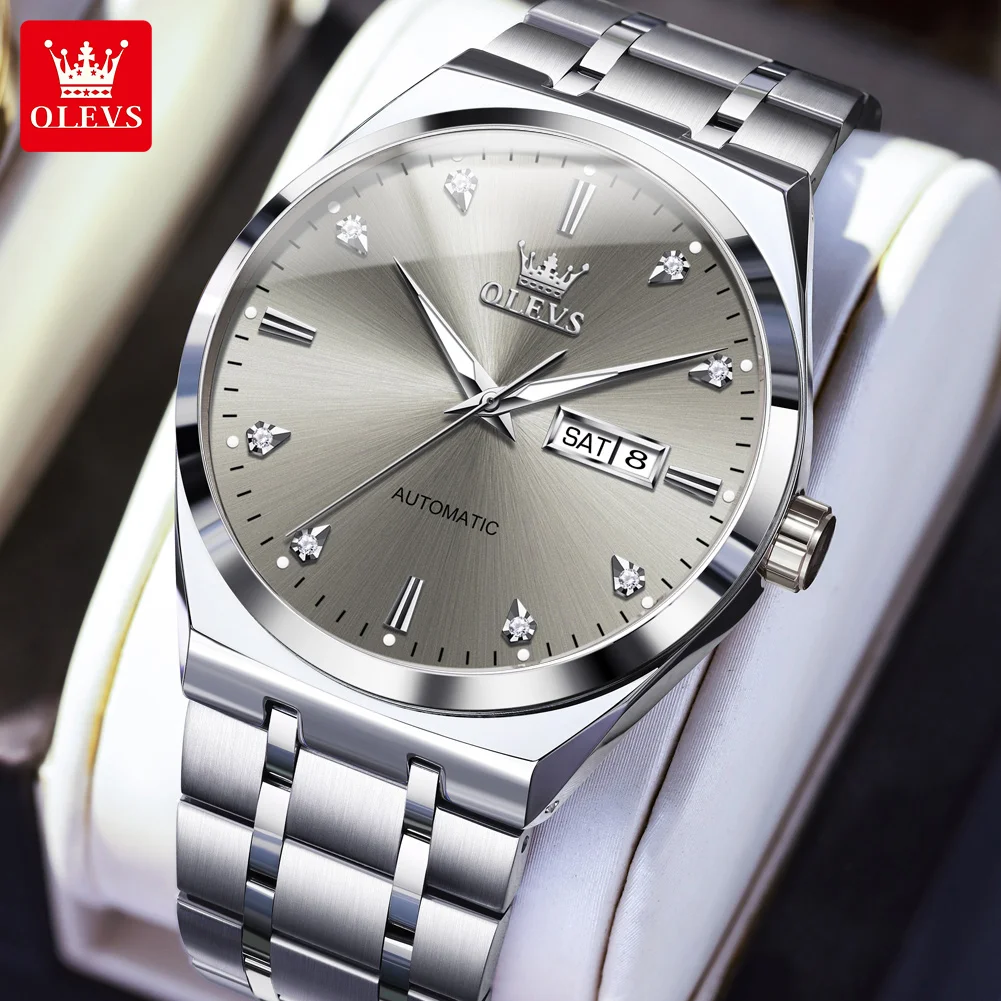 

OLEVS лучший бренд класса люкс оригинальные механические часы из нержавеющей стали водонепроницаемые светящиеся автоматические деловые мужские часы с датой недели