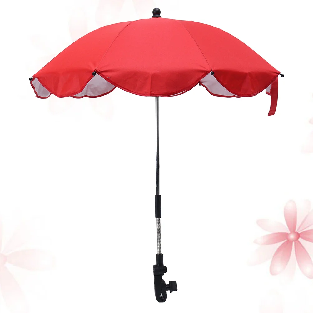 الأحمر 35.5 سنتيمتر 8 الأضلاع عربة طفل مظلة قابل للتعديل الشمس حماية الأشعة فوق البنفسجية درع لعربة عربات التي تجرها الدواب الدراجة متعددة الوظائف سهلة التركيب #3