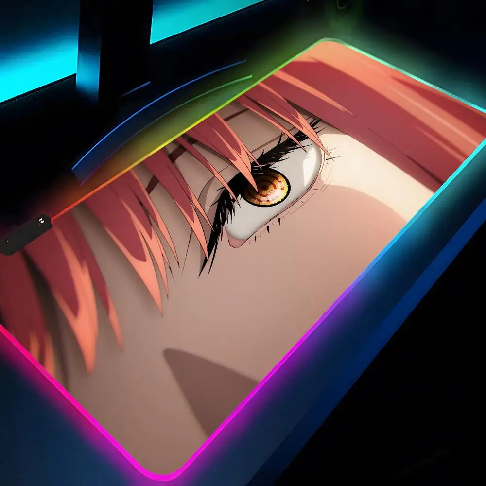 

Mouse Pad Rgb Xxl Laptop Mat Gaming Mousepad Backlit Keyboard Gamer Girl Table Pads Desk Reze Beauty Japan Anime